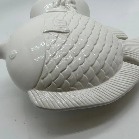 White Large Ceramic Fish Decor - Picture 5 of 5